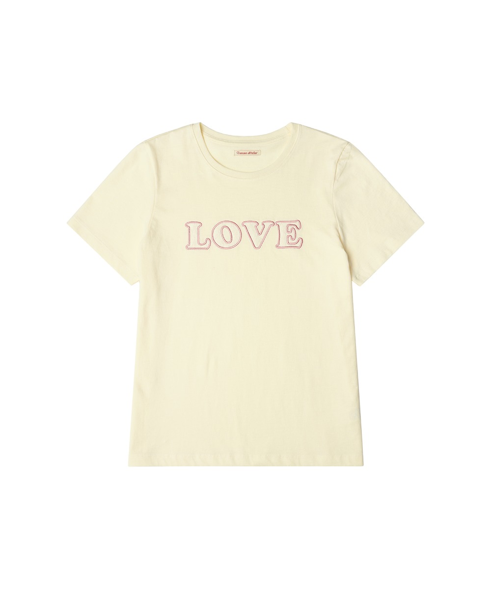 A3486 LOVE 레이스 티셔츠_Cream