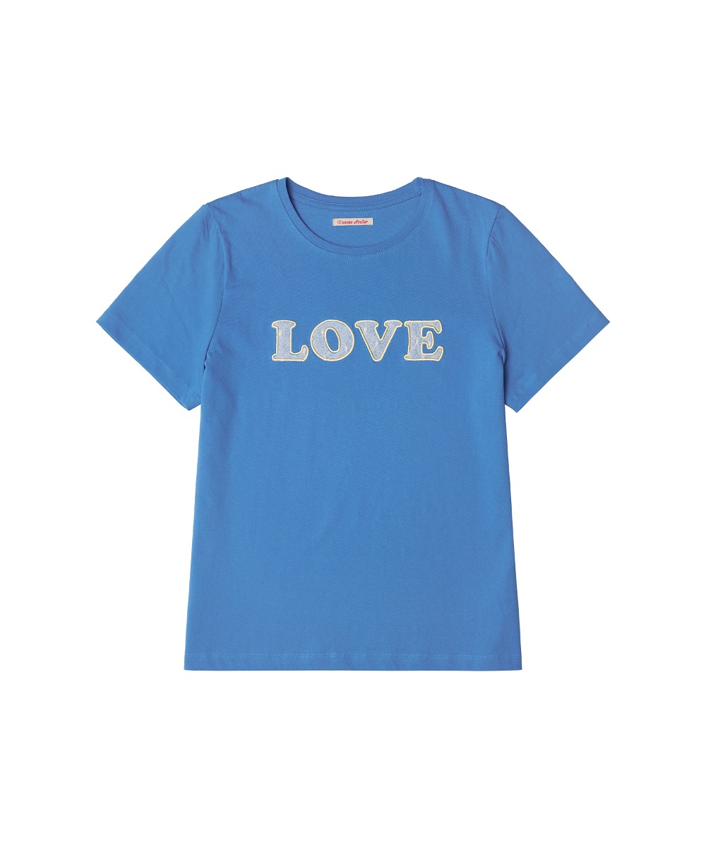 A3486 LOVE 레이스 티셔츠_Blue
